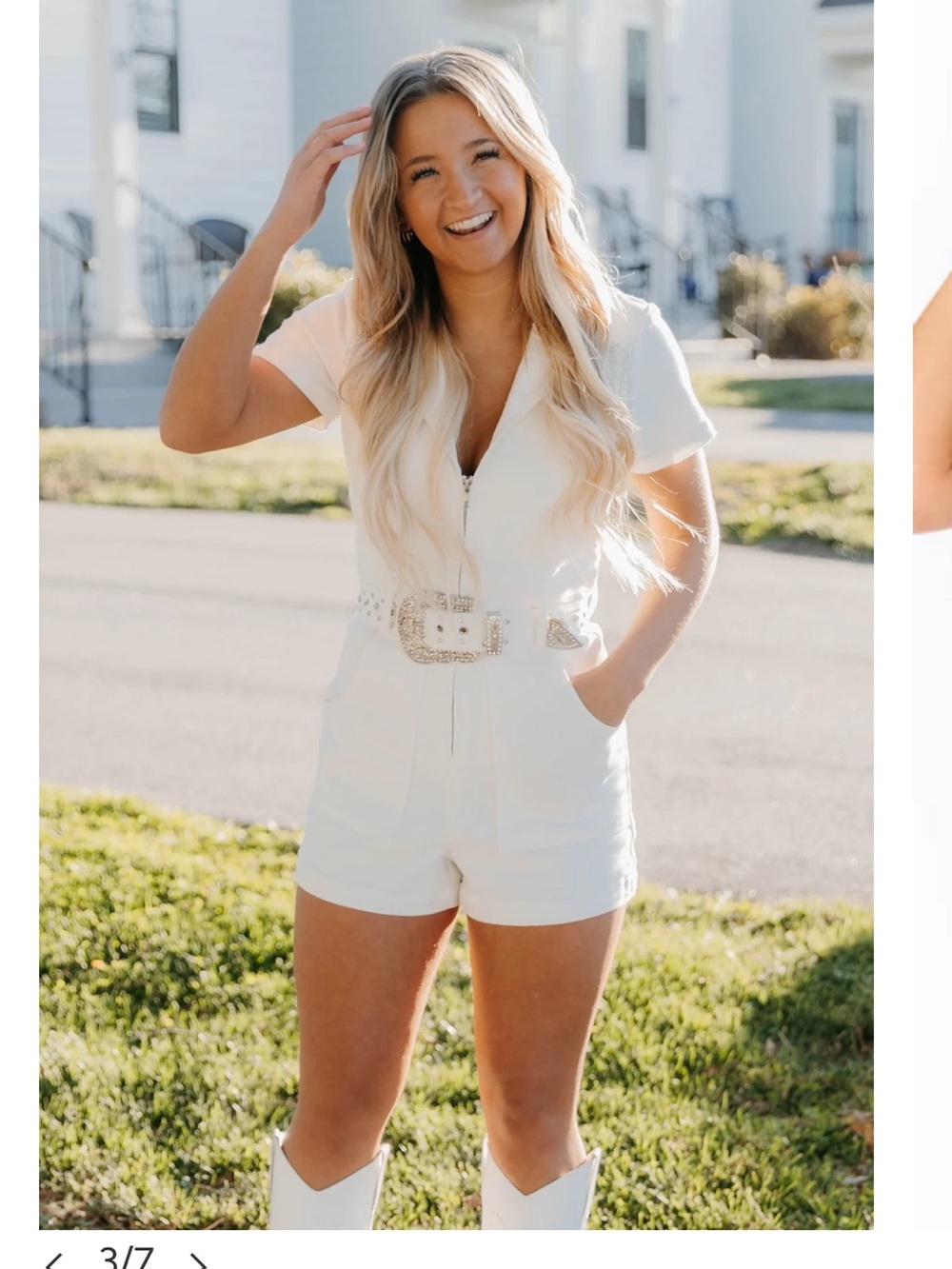 Show Me Your MuMu White Outlaw Romper with Belt - Picture 2 of 6